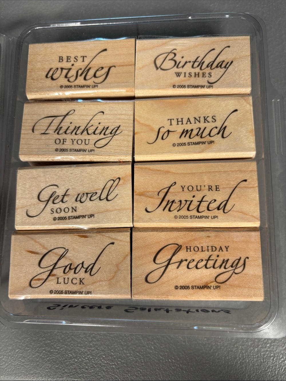 Stampin’ Up! Sincere Salutations 2005 Retired 8 Pc Wood Stamp Set Complete
